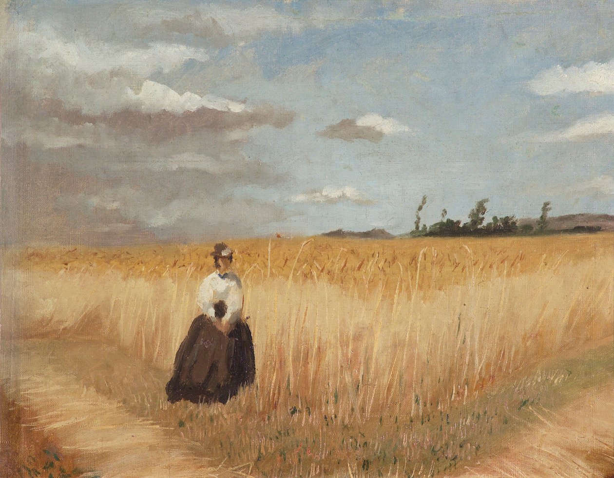 Femme dans un champ de blé - Luis Astete y Concha