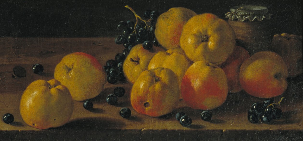 Nature morte avec pommes, raisins et pot de confiture - Luis Egidio Melendez