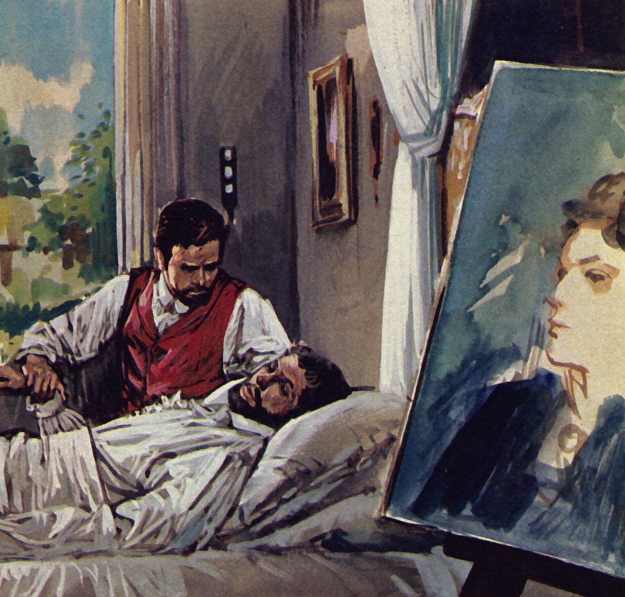 Manet meurt dans les bras de son ami Chabrier (lithographie couleur) - Luis Arcas Brauner