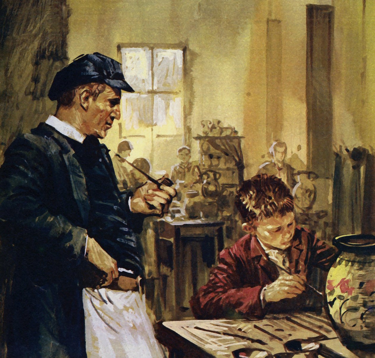 Pierre Auguste Renoir a travaillé enfant dans une fabrique de porcelaine (lithographie couleur) - Luis Arcas Brauner