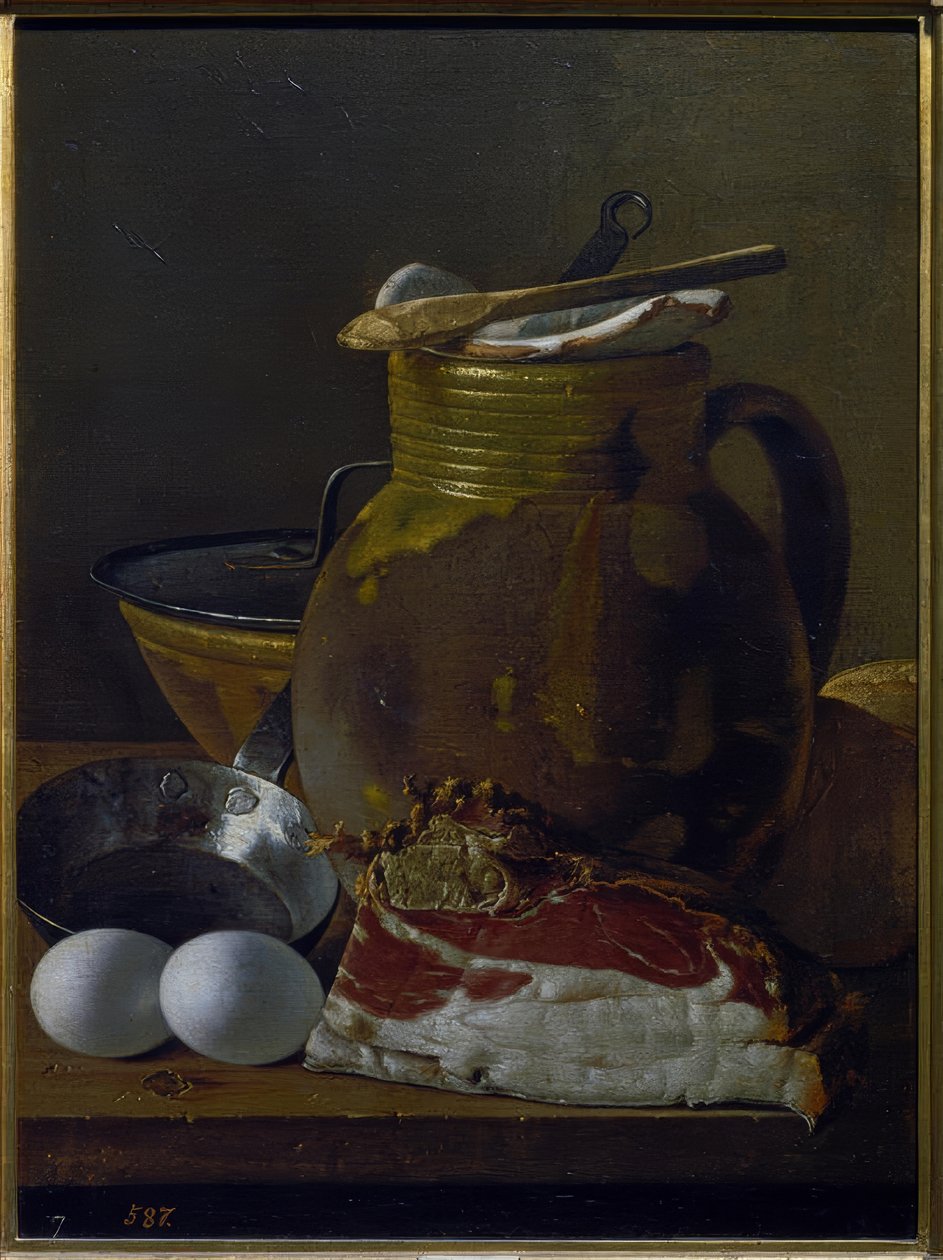 Nature morte avec jambon, œufs et récipients - Luis Meléndez