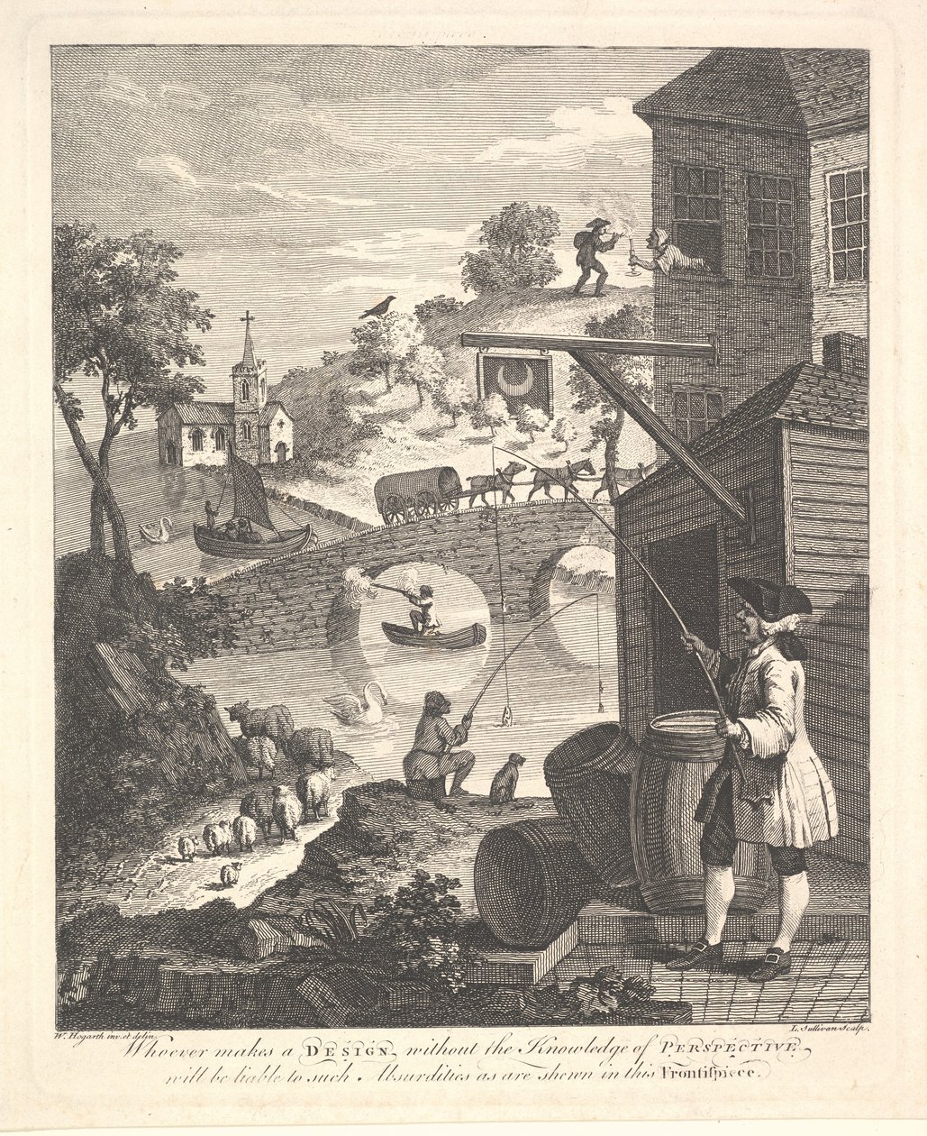 Satire sur la Fausse Perspective: Frontispice de la Perspective de Kirby, février 1754 - Luke Sullivan