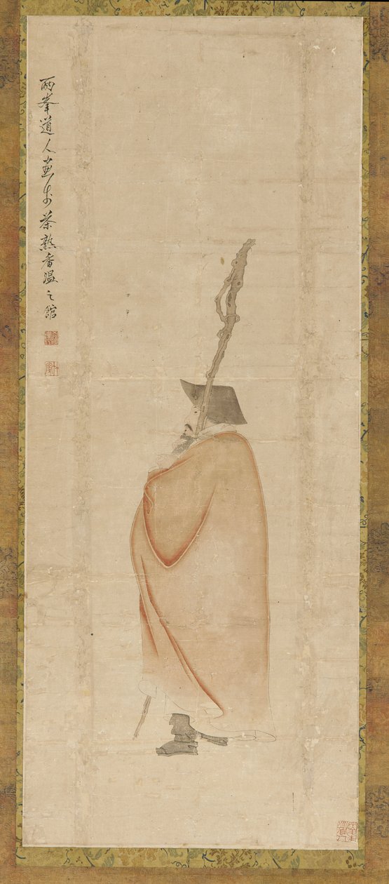 Homme debout en manteau rouge, dynastie Qing, 18ème siècle - Luo Ping