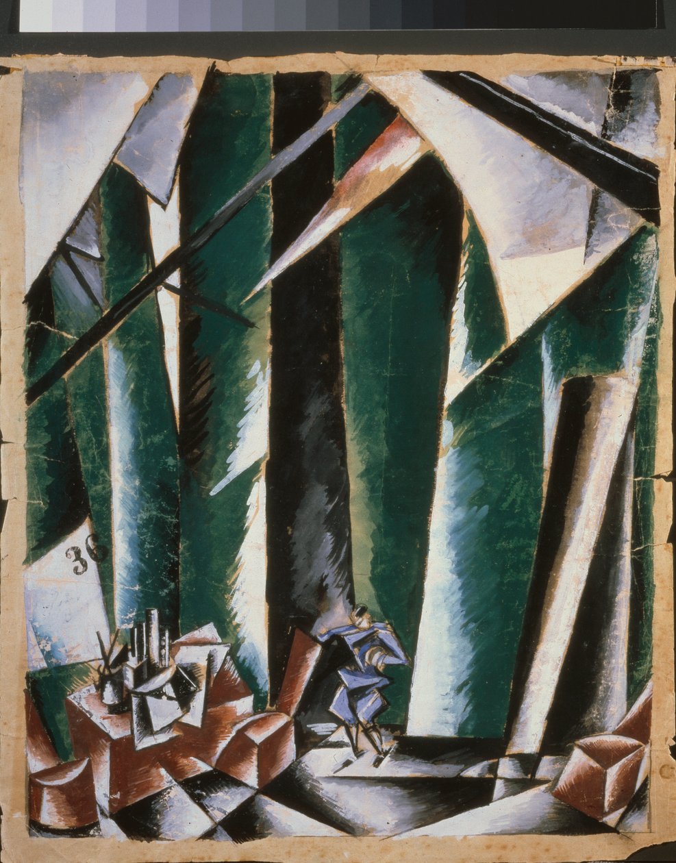 Decor preparatoire pour la piece de theatre le chancelier et le serrurier - Lyubov Sergeevna Popova