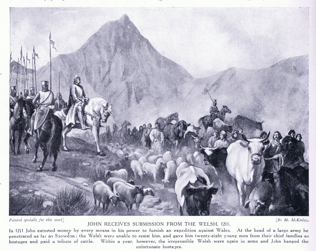 Jean reçoit la soumission des Gallois en 1211, années 1920 - M. Mackinlay