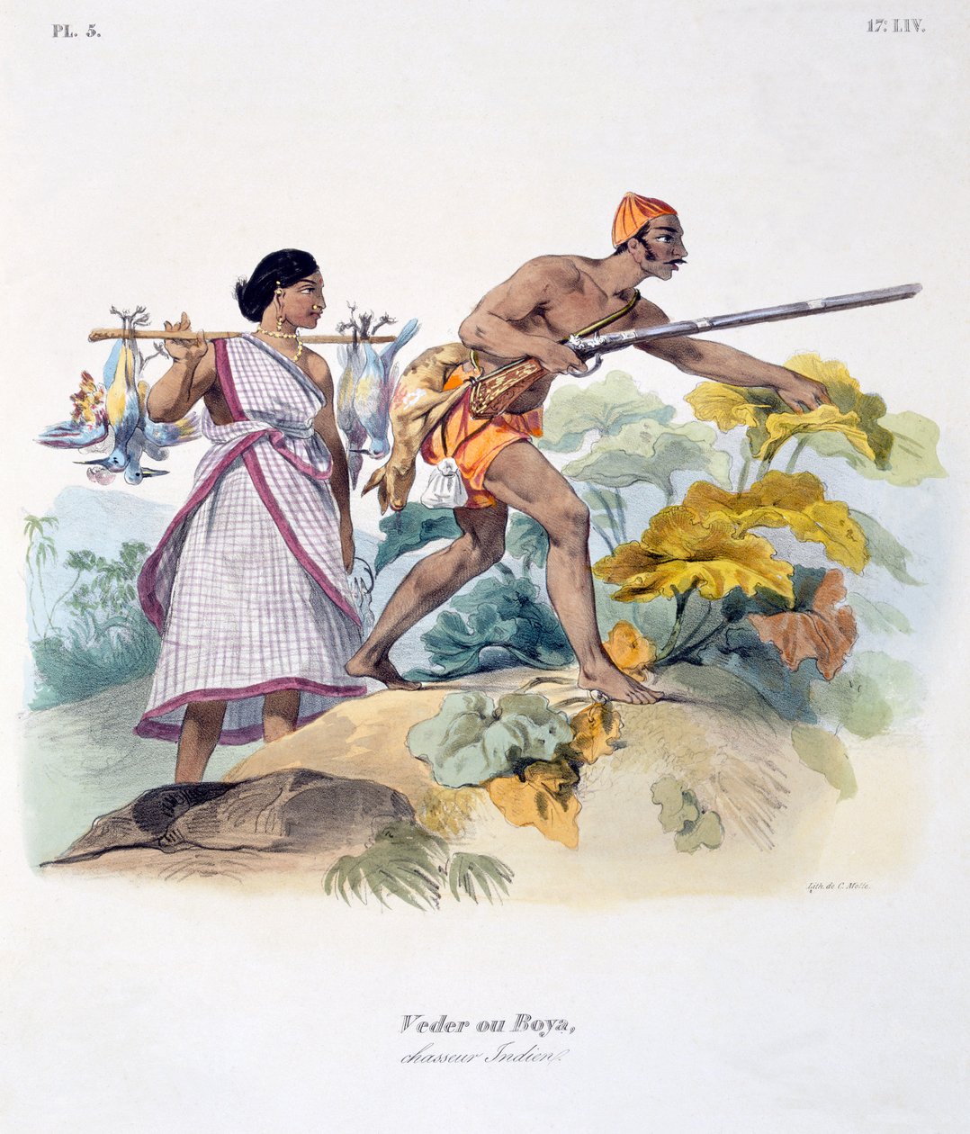 Chasseur indien avec mousquet, 1827-35 - M.E. Burnouf
