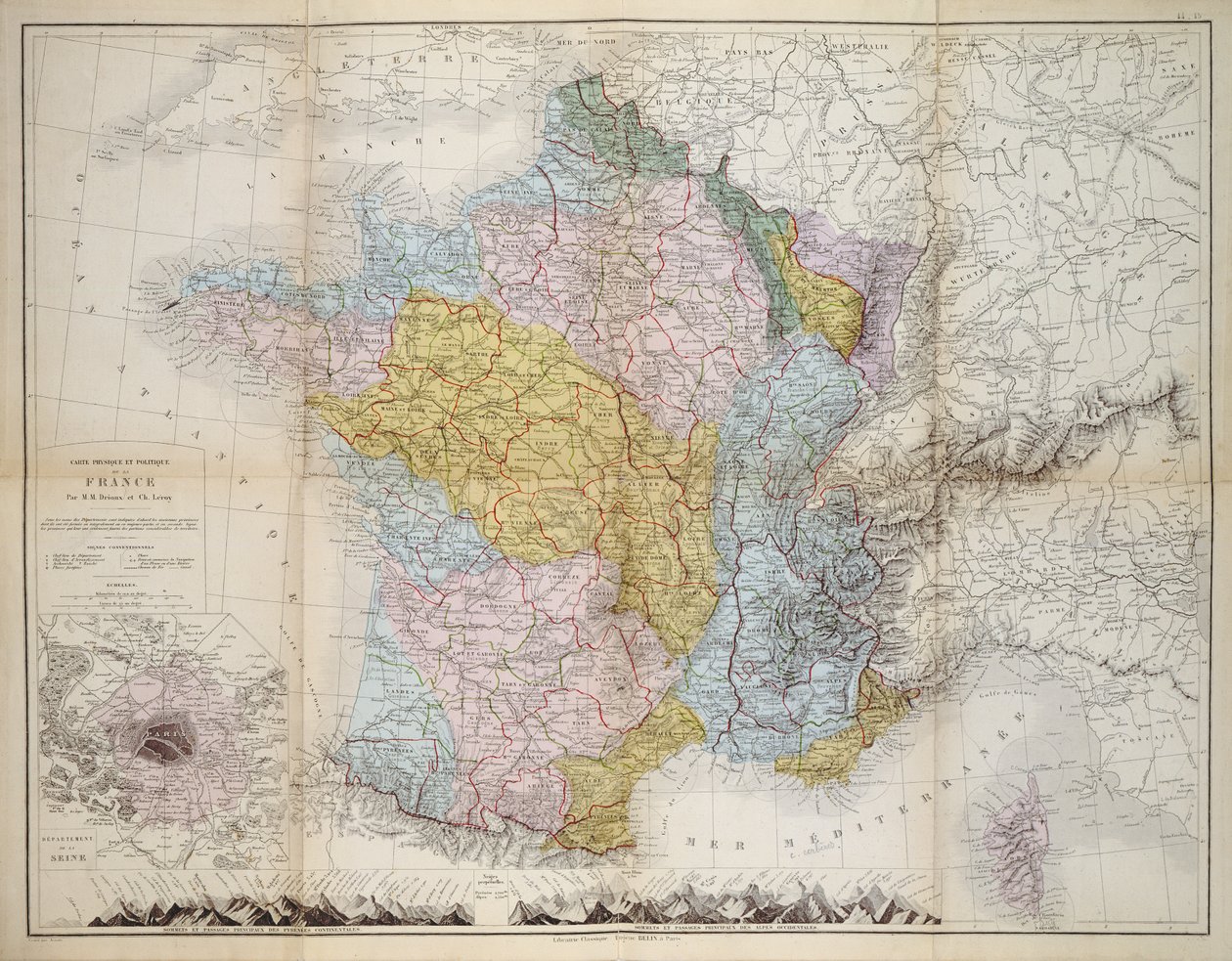 Carte de France, vers 1830-40 - M.M. and Leroy, Ch. Drioux