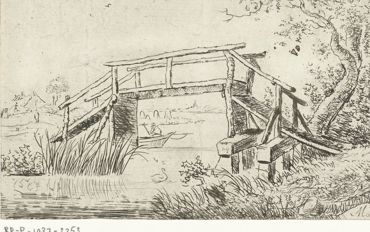 Paysage avec petit pont - M. Massé
