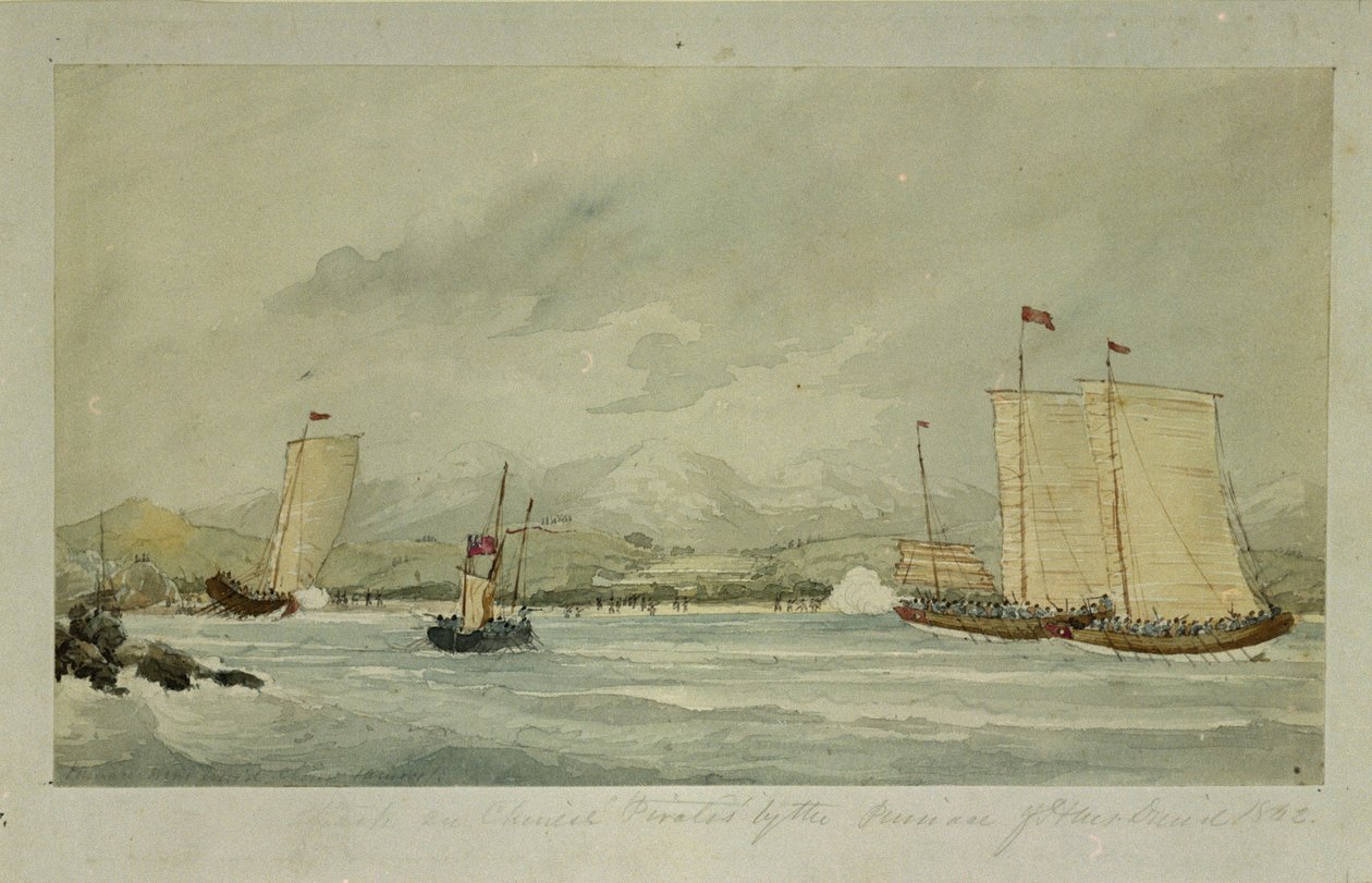 Attaque de pirates chinois par la pinasse du HMS 