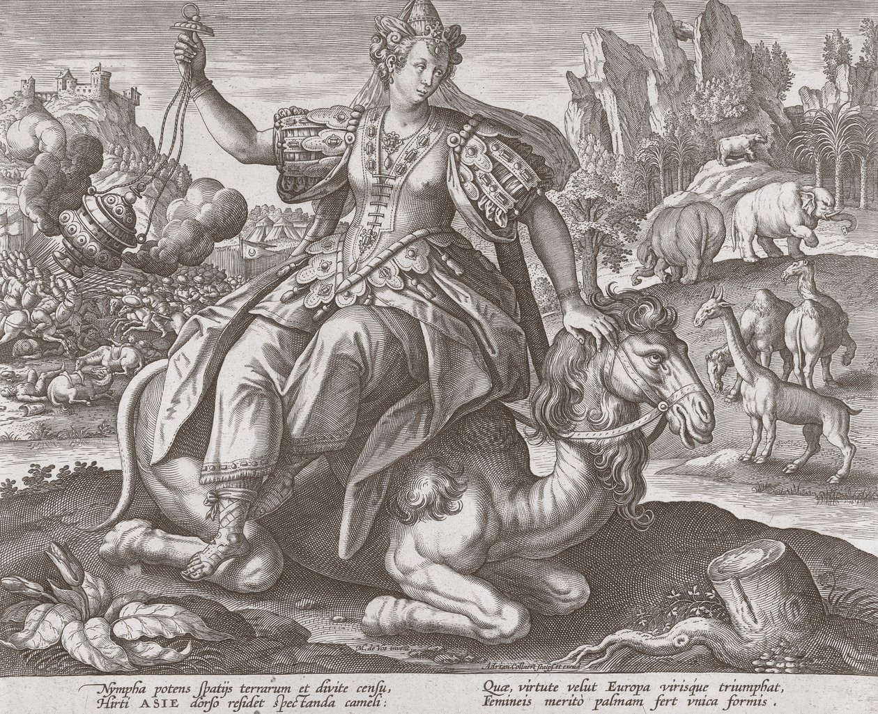 Asie des Quatre Continents, pub. vers 1588-89 - Maarten de after Vos