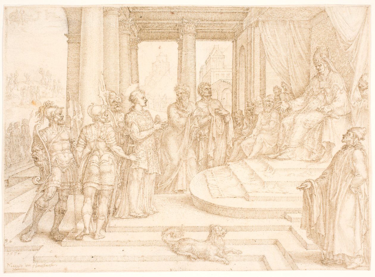 Saint Étienne devant le grand prêtre - Maarten van Heemskerck