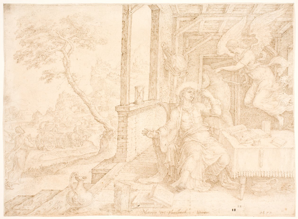 Un ange apparaît à Philippe - Maarten van Heemskerck