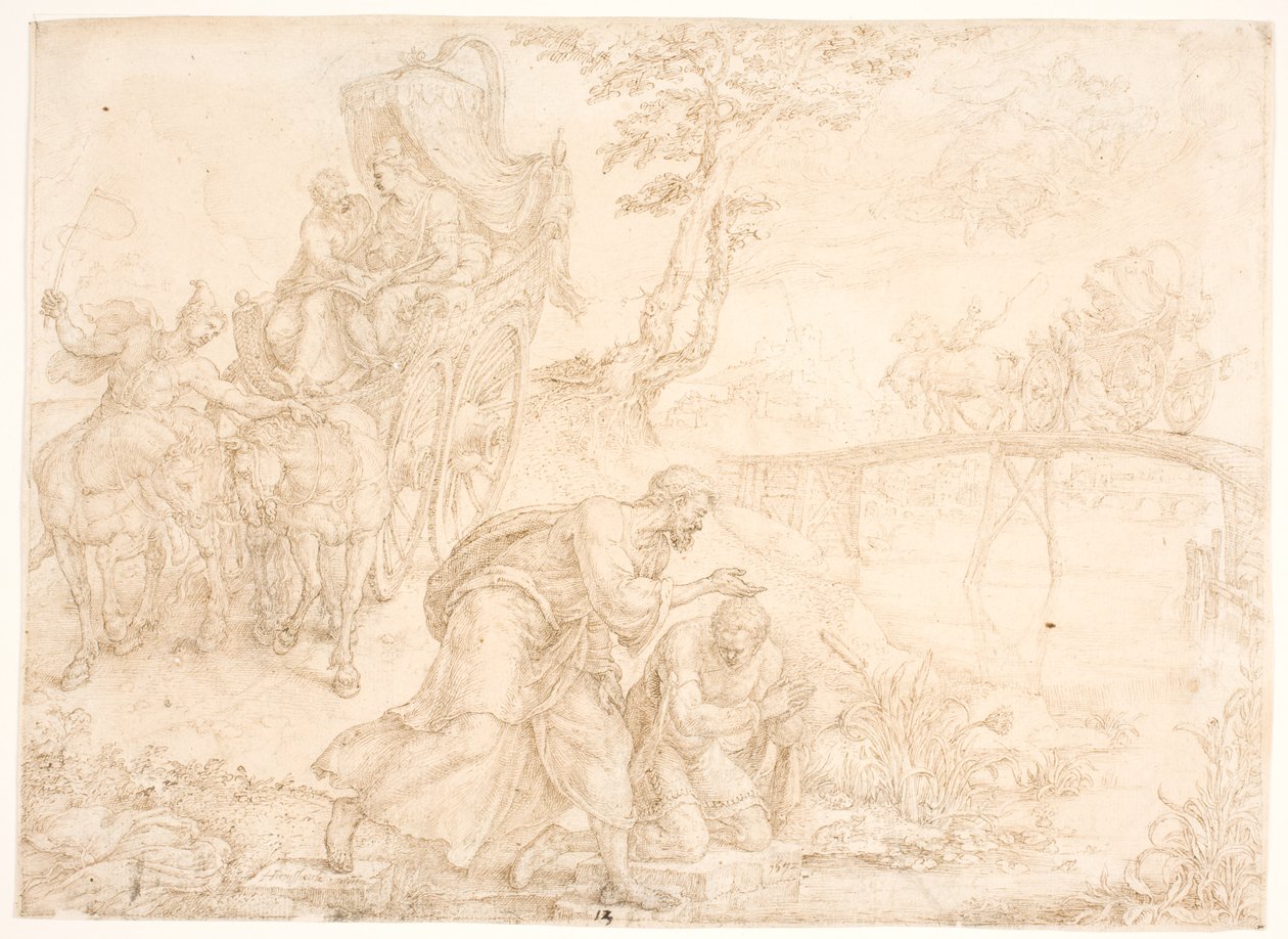 Philippe baptise le trésorier de la reine éthiopienne Candace - Maarten van Heemskerck