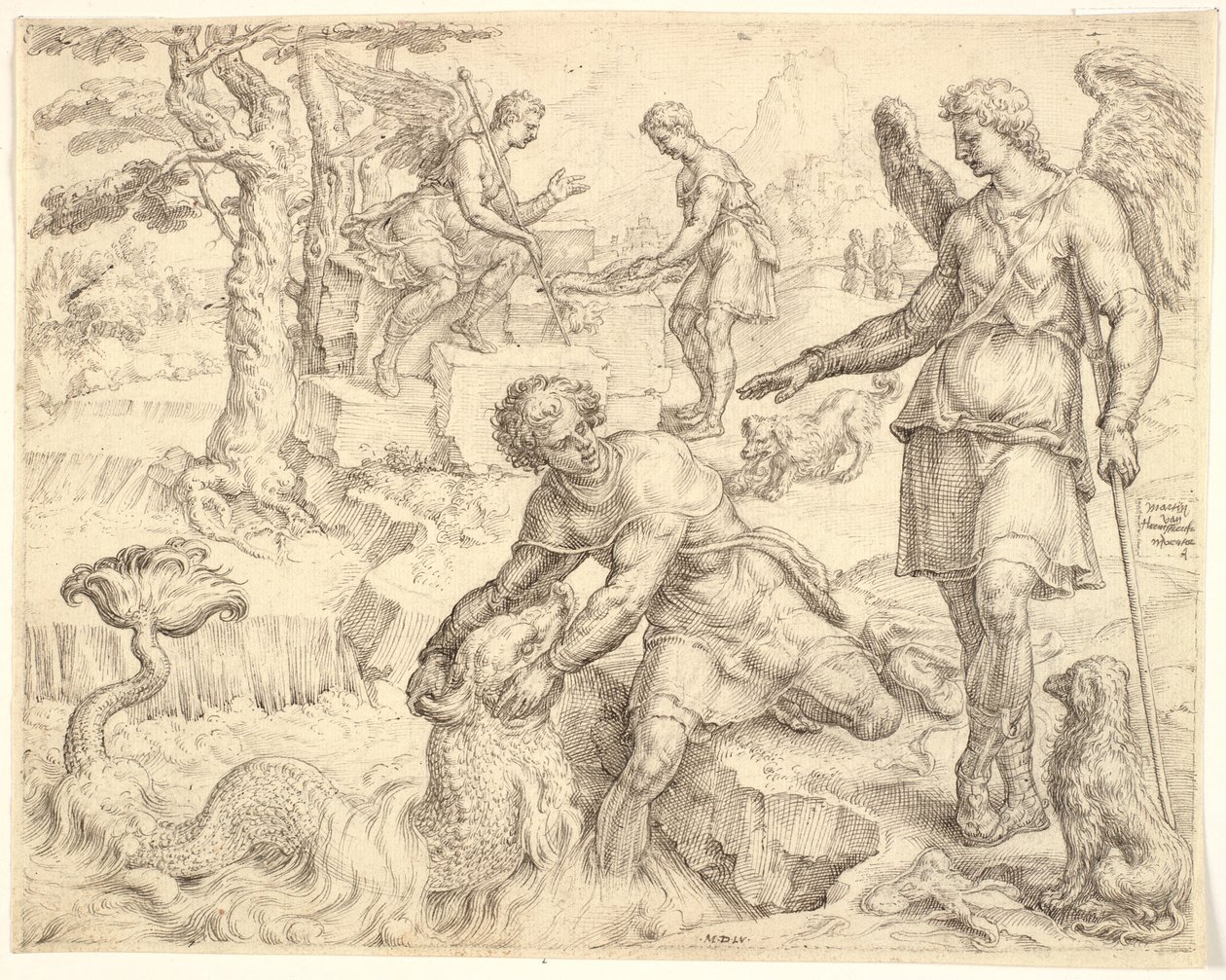 Tobias attrapant le poisson dans le fleuve Tigre - Maarten van Heemskerck
