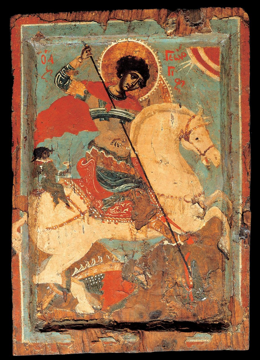 Saint Georges le tueur de dragon à cheval - Macedonian workshop