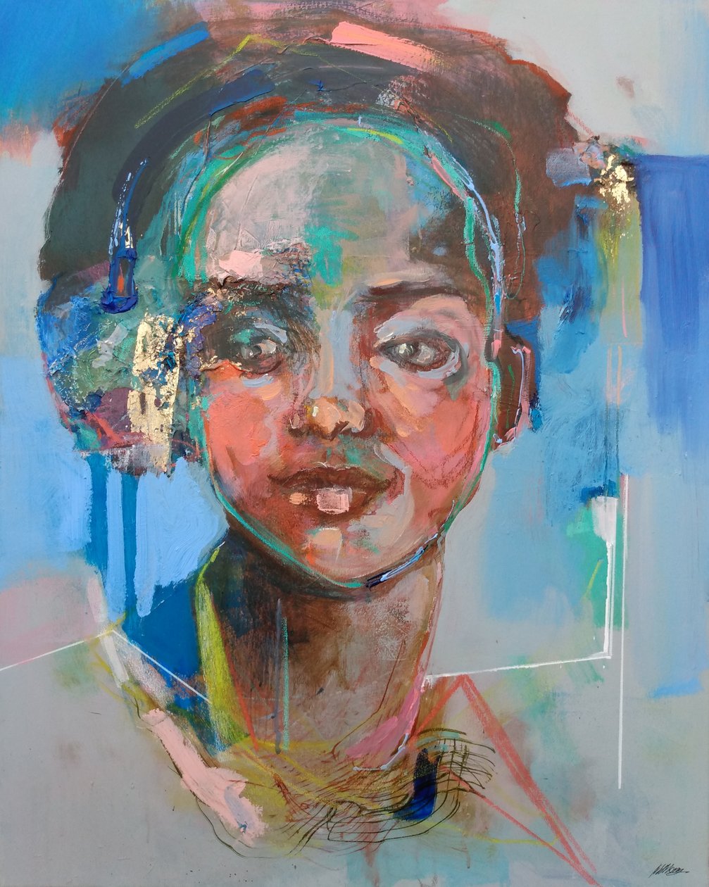 She Speaks For Herself, 2020 (acrylique, pastel et feuille d