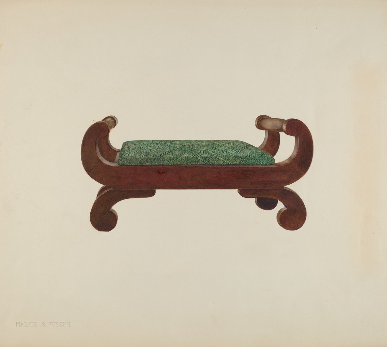 Tabouret - Acajou avec revêtement en crin de cheval, vers 1939 - Magnus S. Fossum