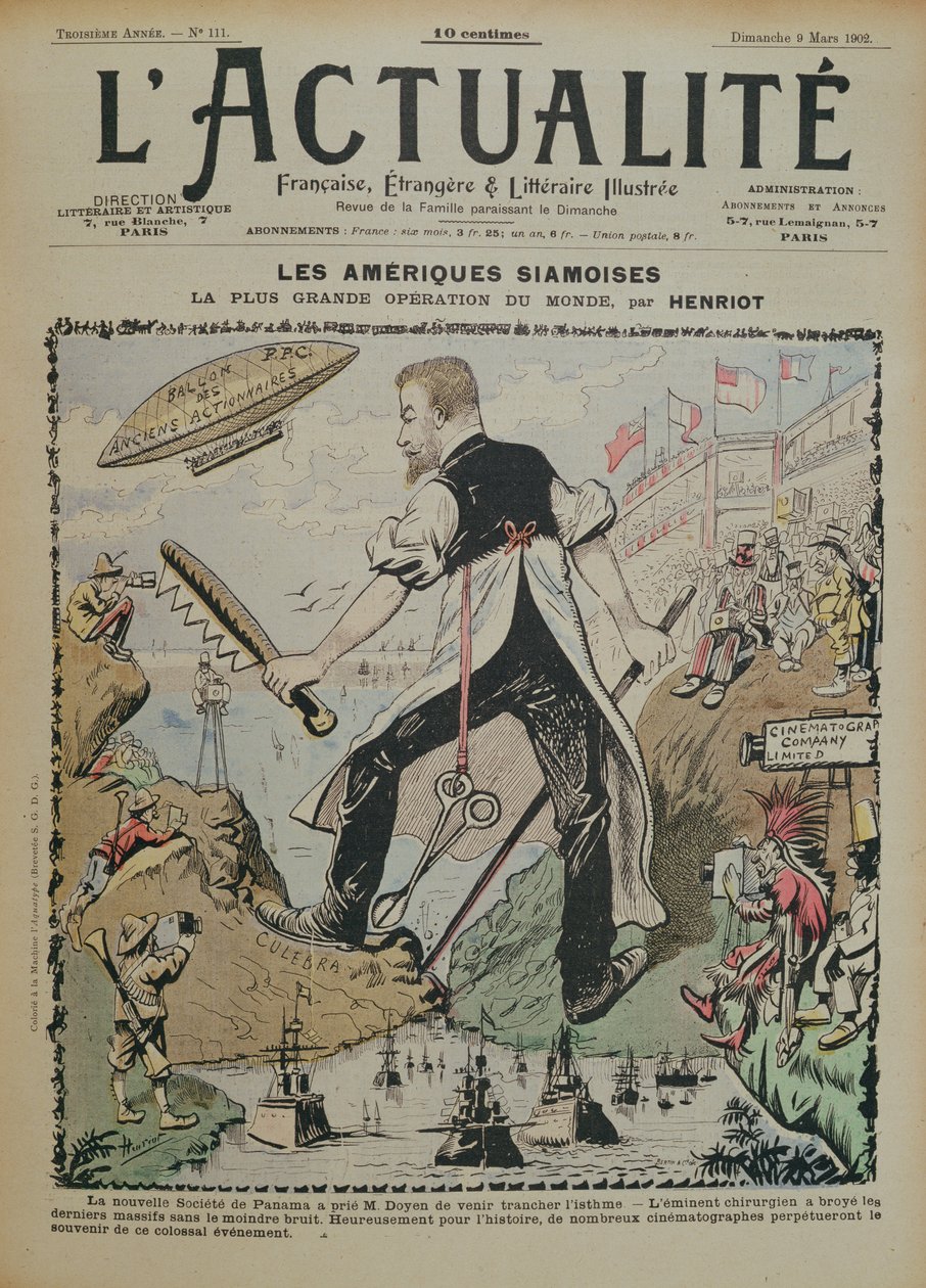 Caricature sur la construction du canal de Panama et la couverture médiatique qui l