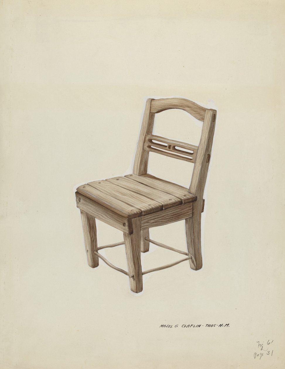 Petite chaise en bois, vers 1937 - Majel G. Claflin