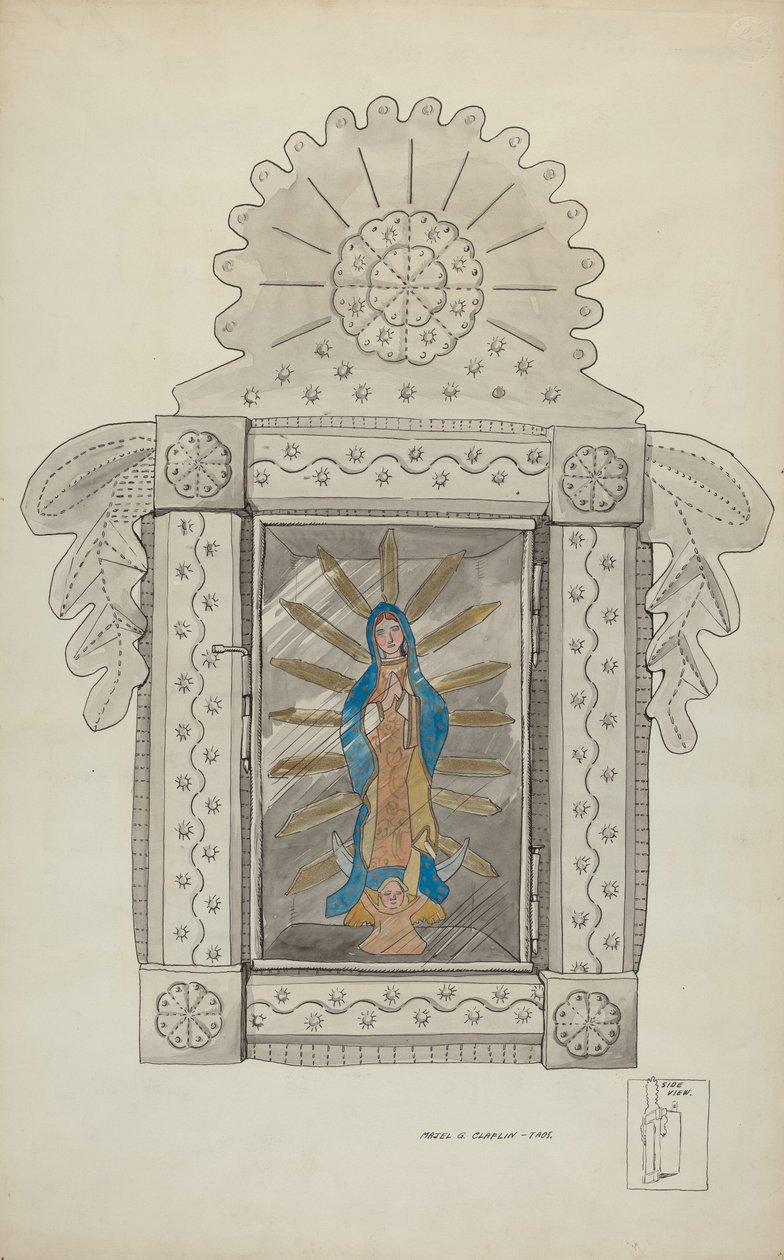 Nicho en étain contenant Guadalupe Bulto, vers 1936 - Majel G. Claflin