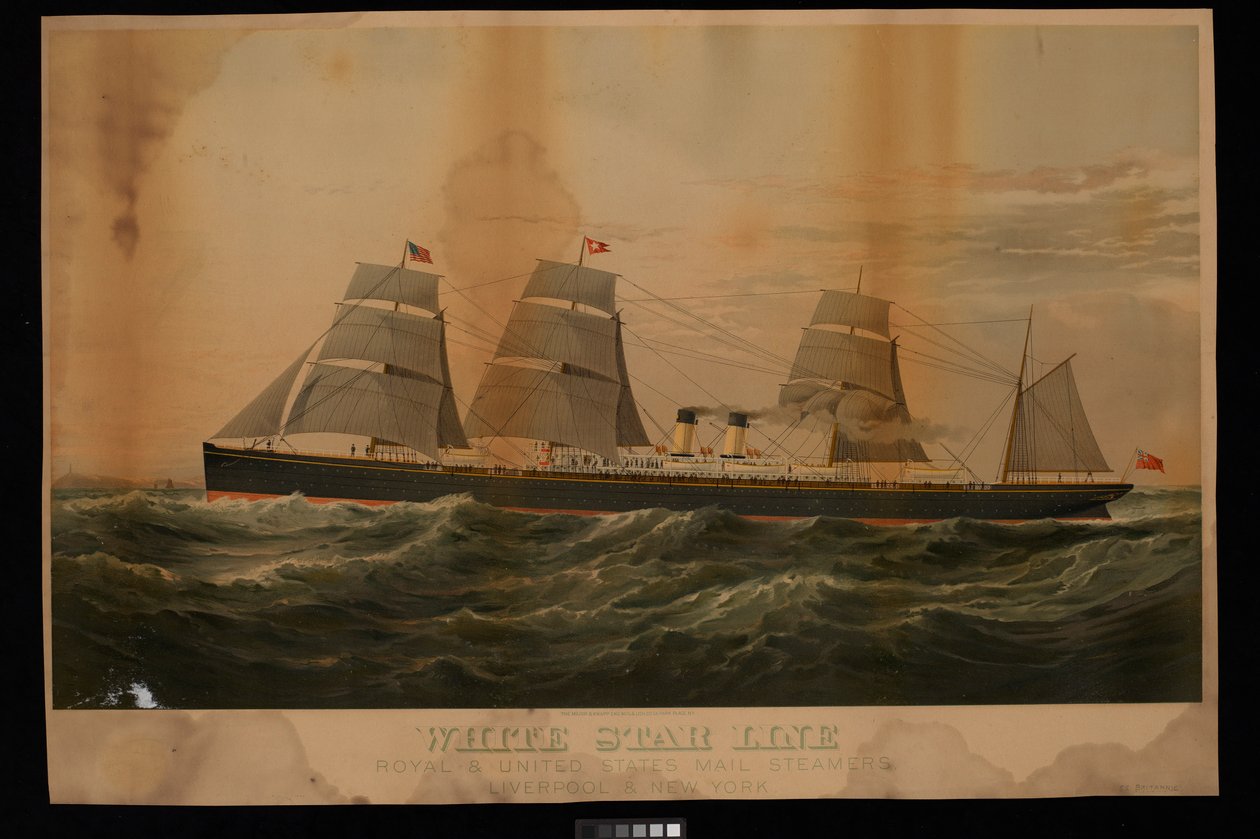 White Star Line Royal & United States Mail Steamers Liverpool & New York Britannic - Major and Knapp Sarony
