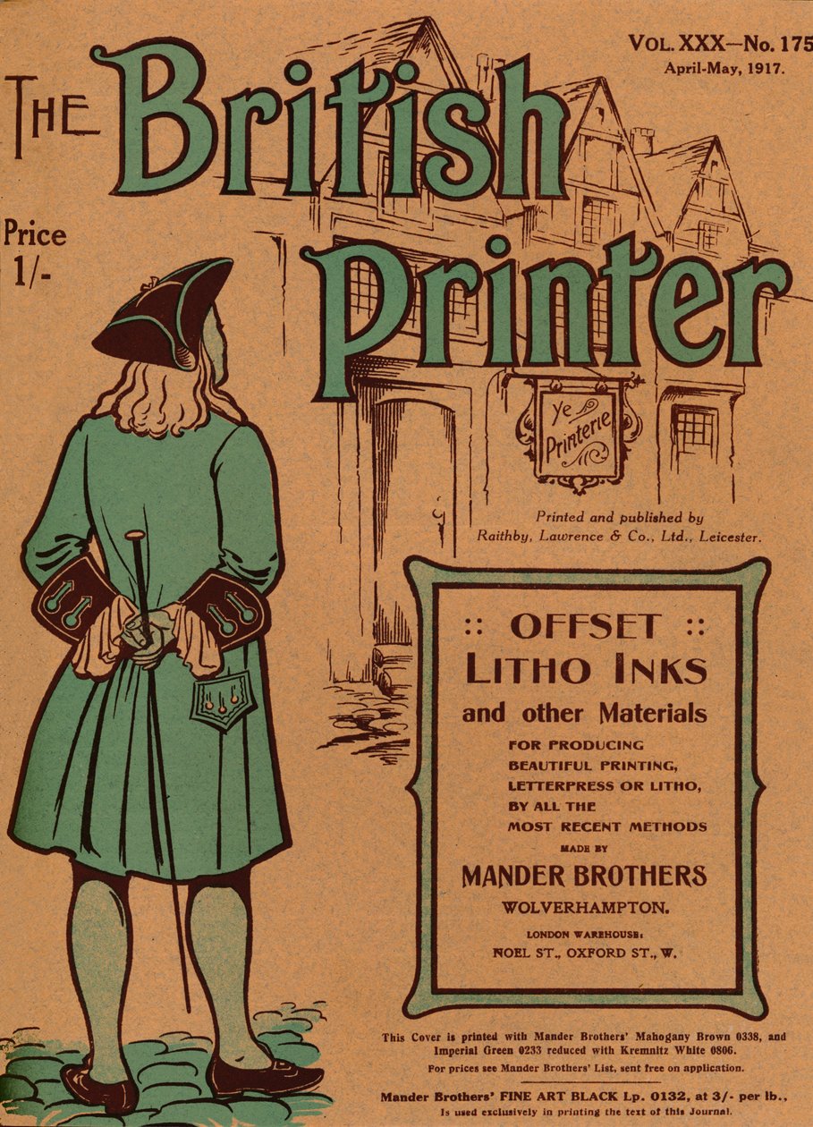 The British Printer Vol. XXX - No. 175 avril-mai, couverture 1917 - Mander Brothers