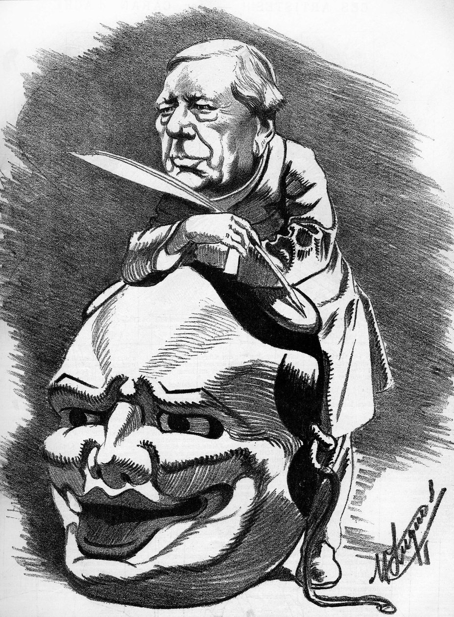 Eugène Labiche (1815-1888), dramaturge français. Caricature par le dessinateur Manuel Luque. Dans "Le Caricature" de 1886 - Manuel Luque