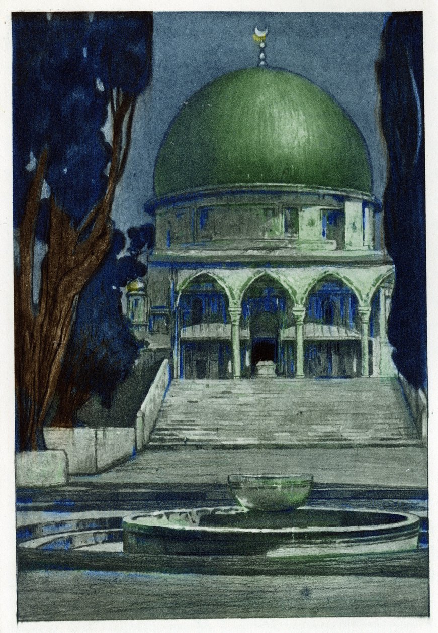 Mosquée Al-Aqsa à Jérusalem. Gravure par Manuel Orazzi (1860-1934), dans "L