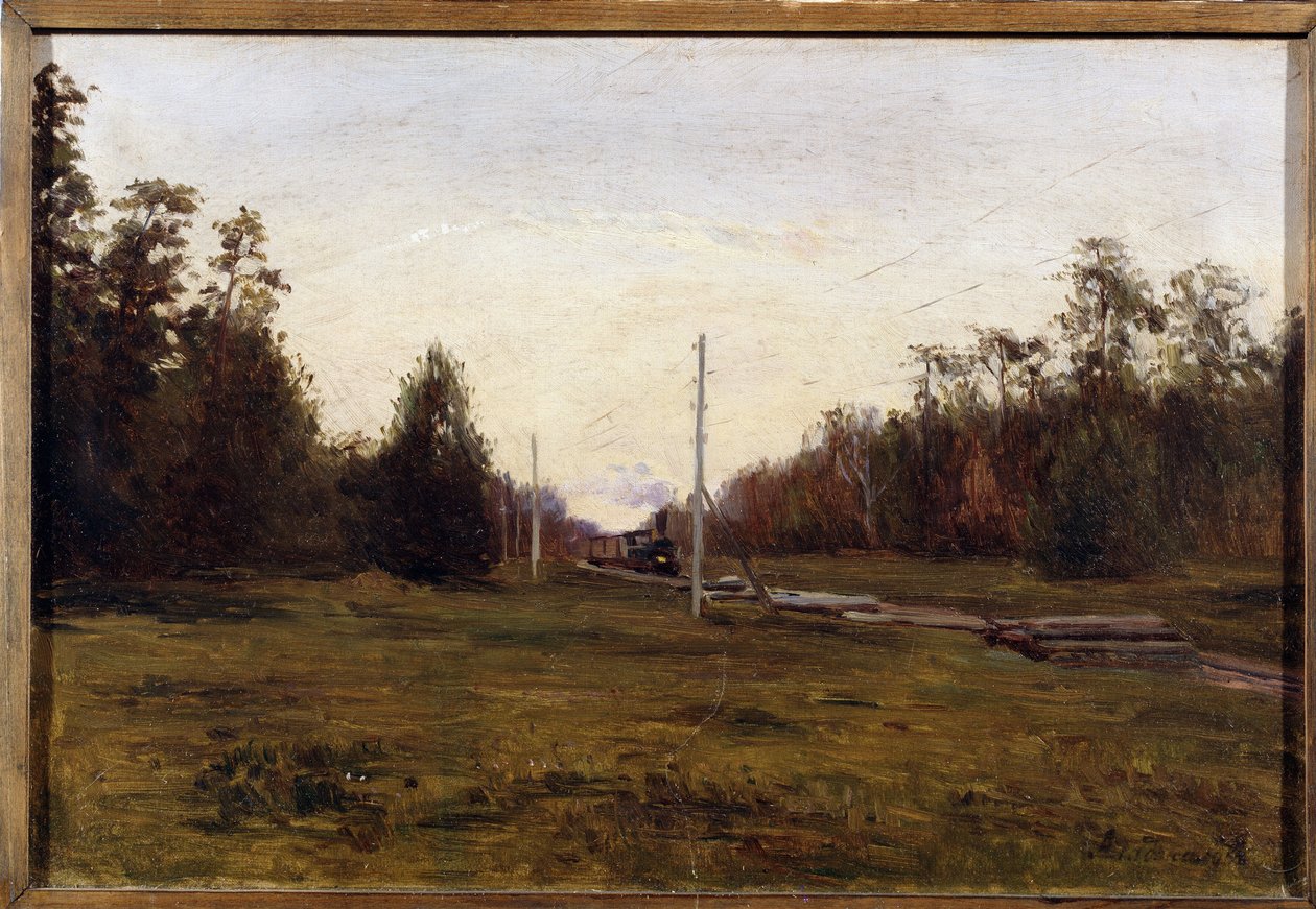 Paysage avec un train - Manuil Christoforovich Aladzhalov