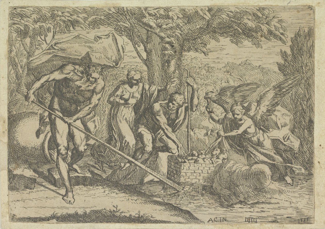 Romulus et Remus trouvés par Faustulus et Louve - Marcantonio Bellavia