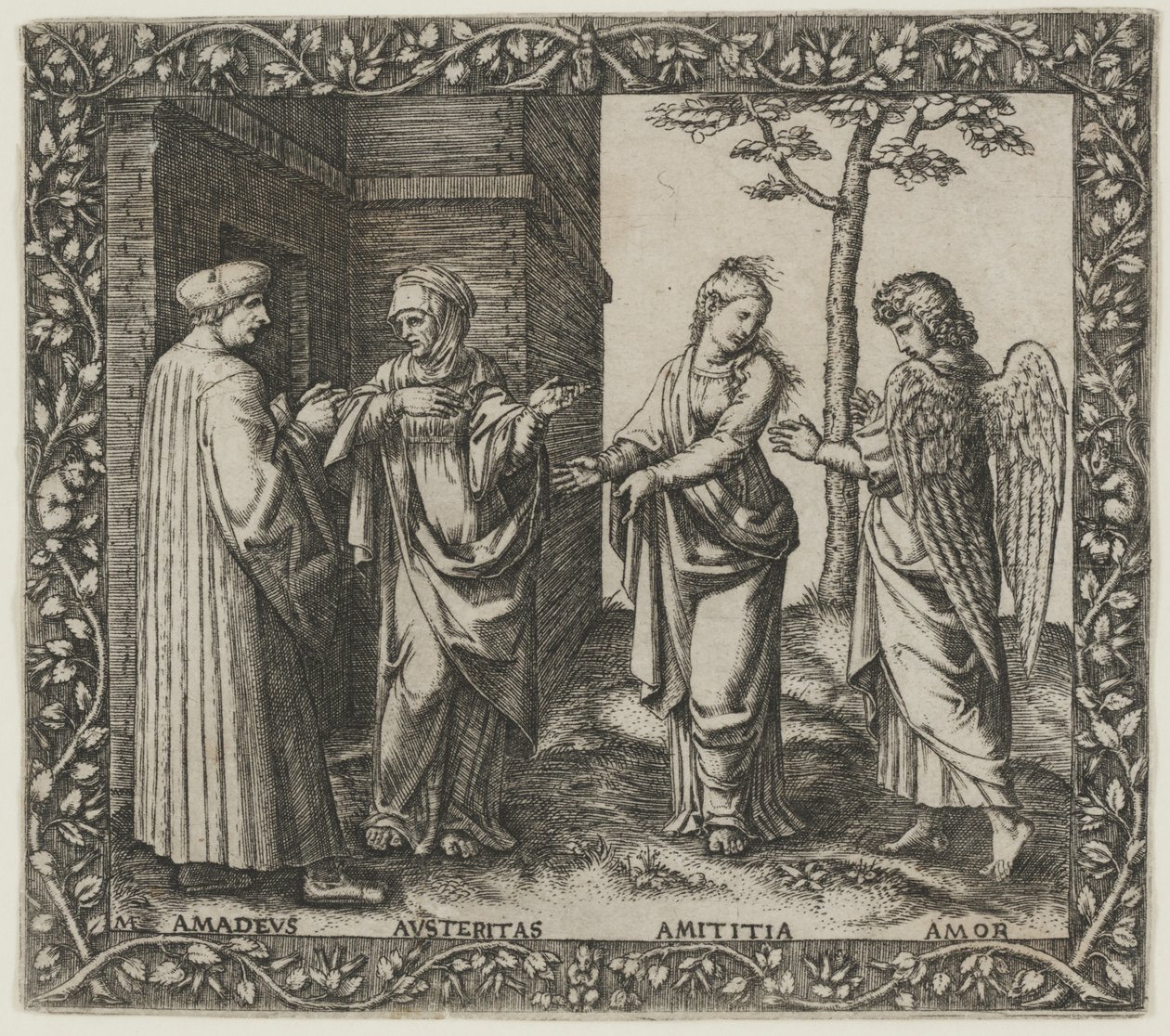 Amadeus Berruti avec Austeritas, Amititia et Amor - Marcantonio Raimondi