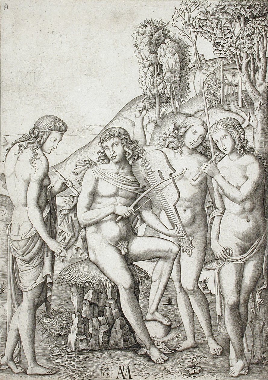 Apollon enseignant la musique aux Grâces - Marcantonio Raimondi