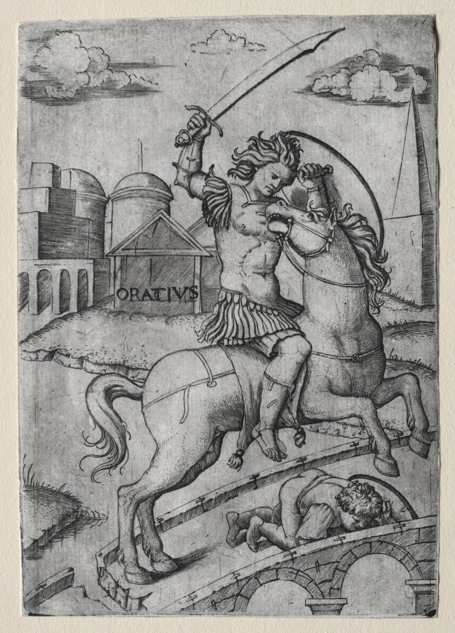 Horatius Coclès défendant le pont Sublicius - Marcantonio Raimondi