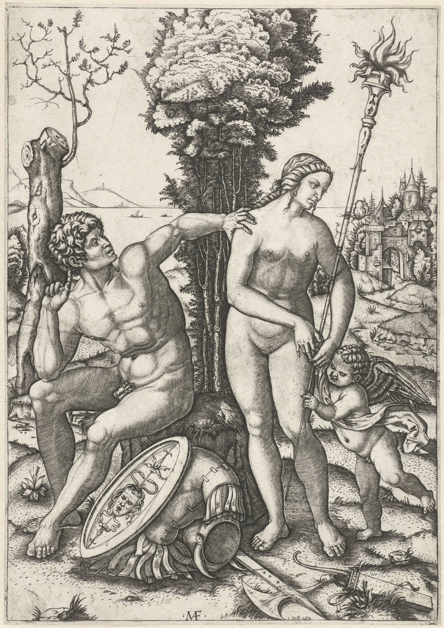 Mars et Vénus en couple avec Amour - Marcantonio Raimondi
