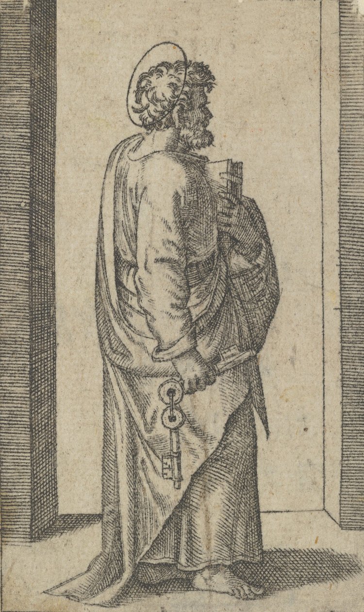 Saint Pierre, clés dans la main droite, livre dans la main gauche, tourné vers la droite, de la série 