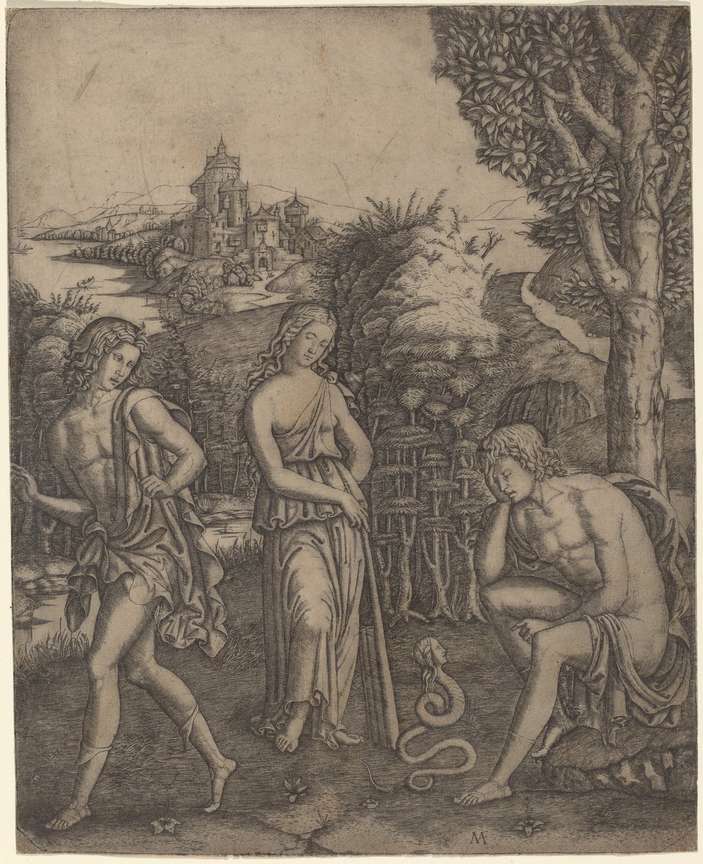 Serpent parlant à un jeune homme - Marcantonio Raimondi