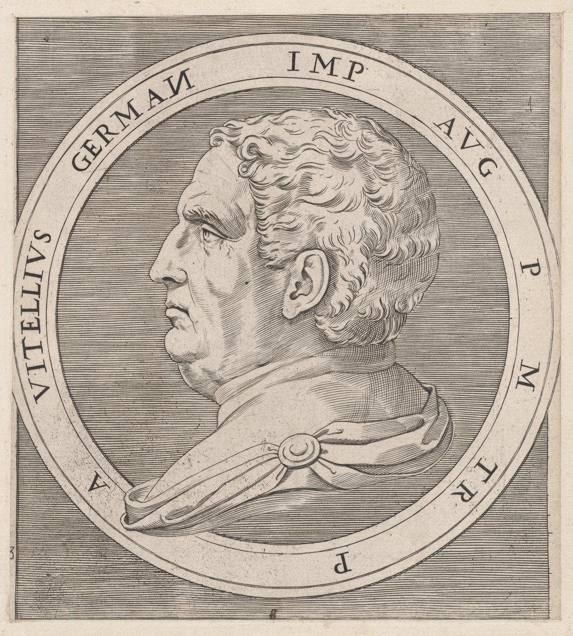 Speculum Romanae Magnificentiae : Vitellius, des Douze Césars, vers 1500-1534 - Marcantonio Raimondi