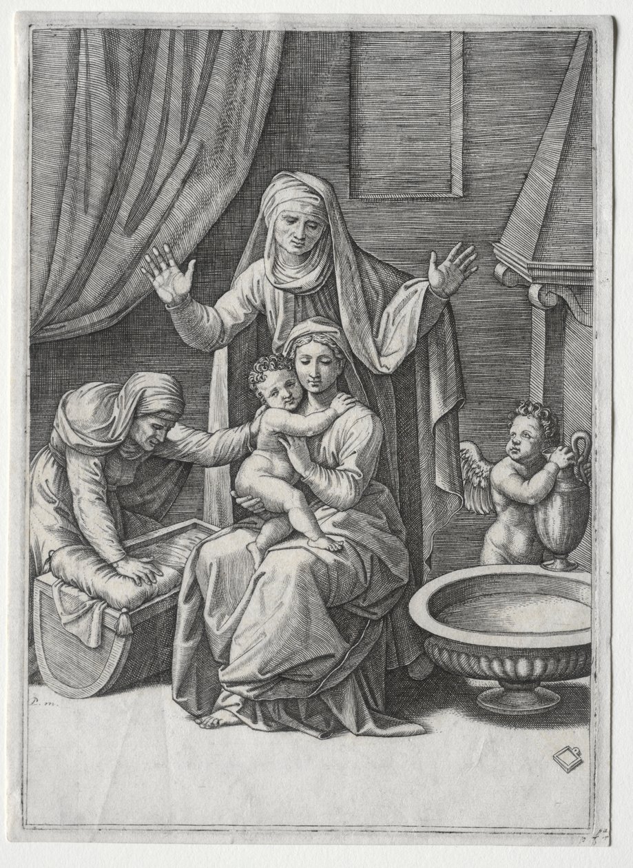 La Vierge et le Berceau avec Sainte Élisabeth et Sainte Anne - Marcantonio Raimondi