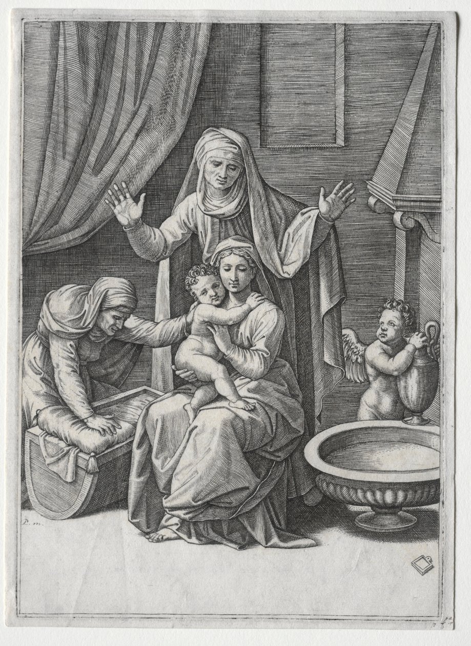 La Vierge et le Berceau avec Sainte Élisabeth et Sainte Anne, 1520 - Marcantonio Raimondi