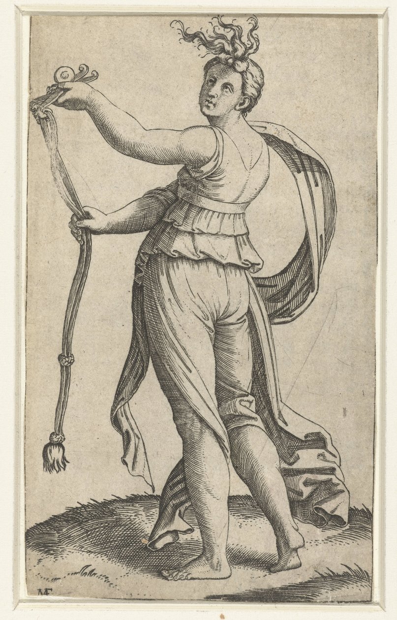 Femme avec bride de cheval comme personnification de la Tempérance - Marcantonio Raimondi