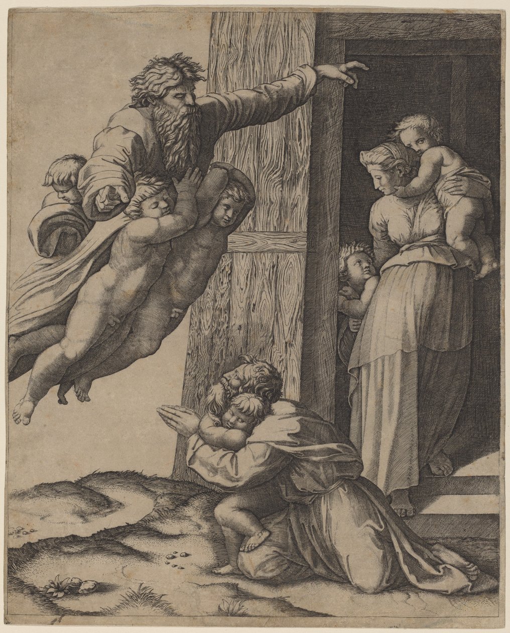 Dieu Apparaissant à Noé - Marcantonio Raimondi after Raphael