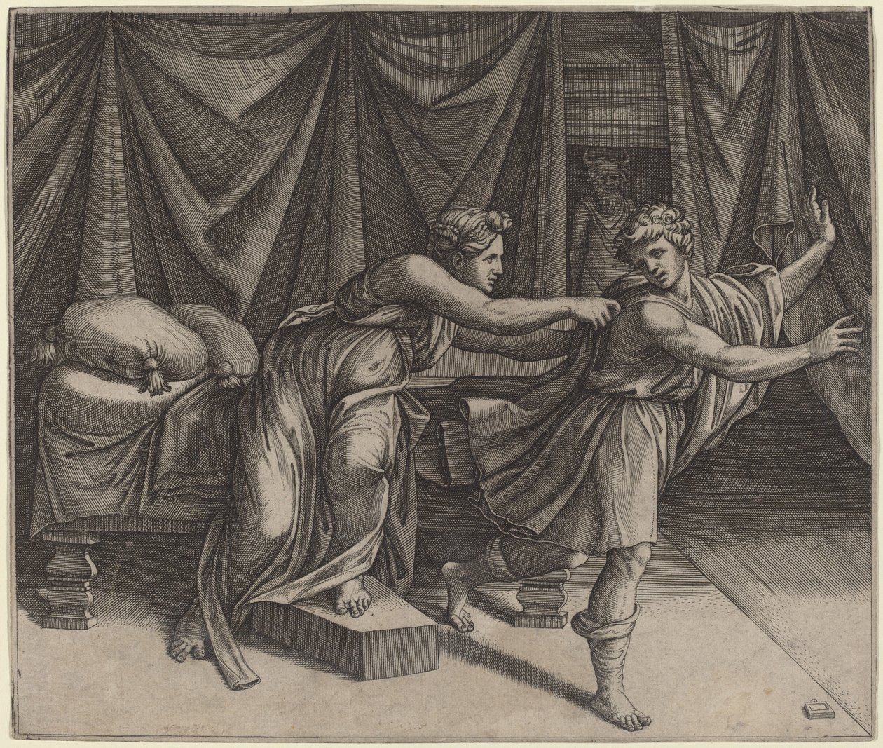 Joseph et la Femme de Potiphar - Marcantonio Raimondi after Raphael