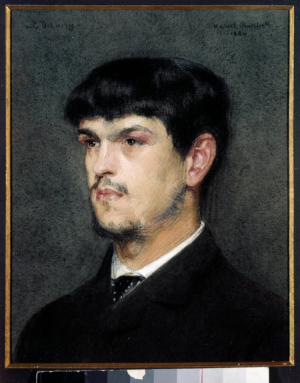 Portrait du compositeur français Claude Debussy (1862-1918) Peinture à la pierre noire et au pastel par Marcel André Baschet (1862-1941) 1884 Dim. 0,27 x 0,26 m - Marcel Andre Baschet