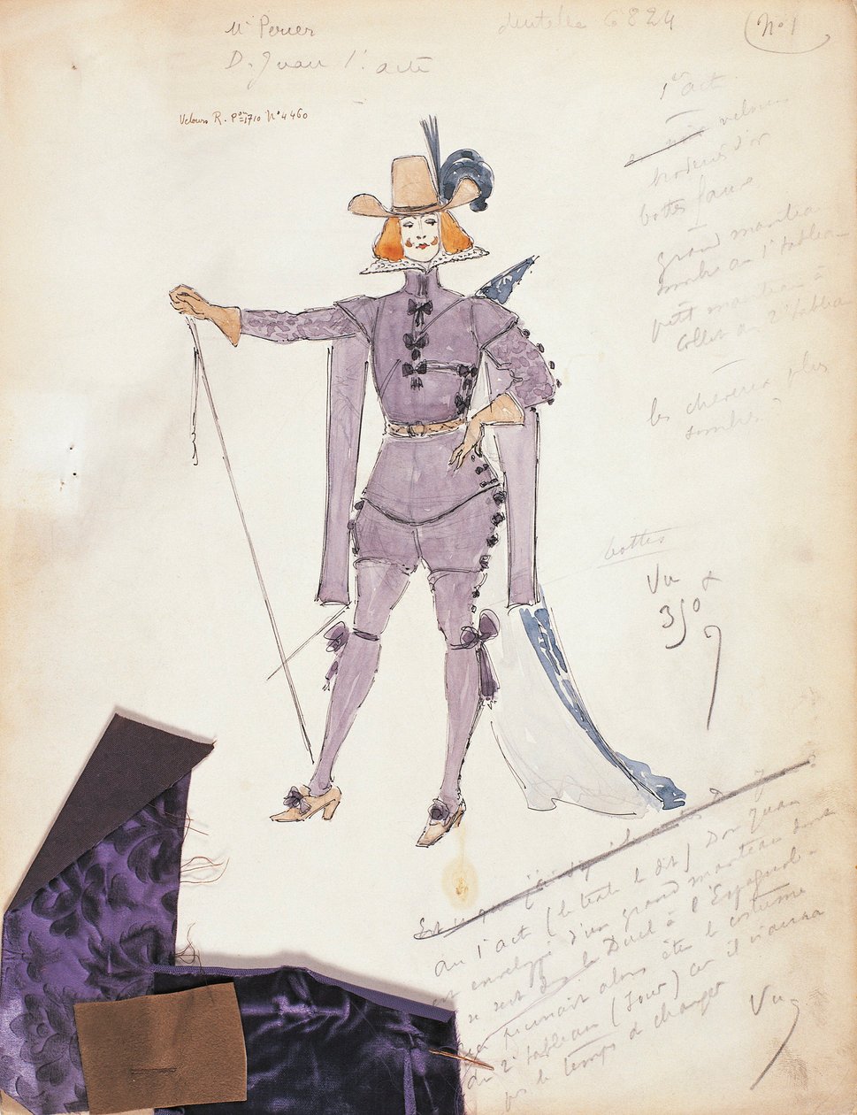 France, Paris, croquis de costume pour Don Giovanni pour la représentation de Don Giovanni ou le libertin puni, à l