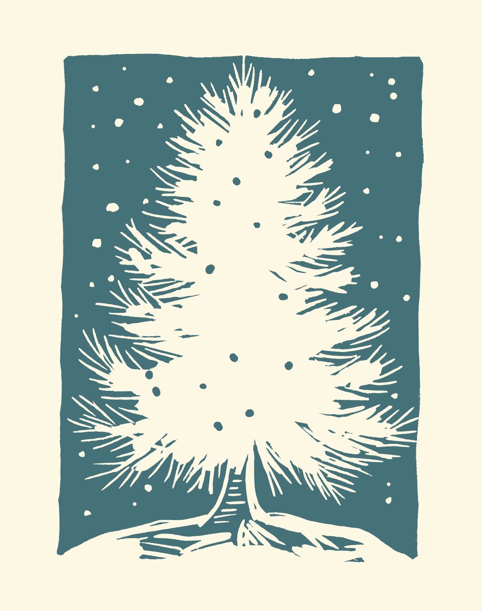 Arbre de Noël blanc, 2023 (linoléum sur papier) - Marco Campedelli