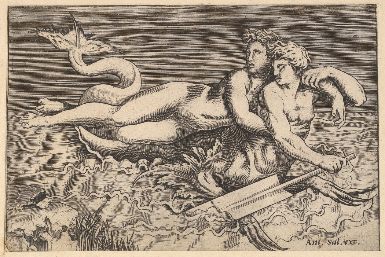 Speculum Romanae Magnificentiae : Un Triton emportant une Nymphe - Marco Dente