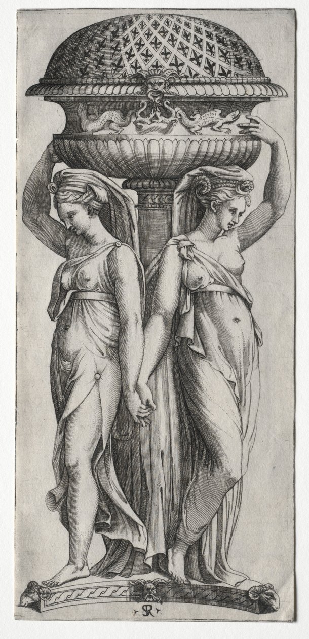 La Cassollette : Femmes Soutenant une Urne, c. 1520-27 - Marco Dente