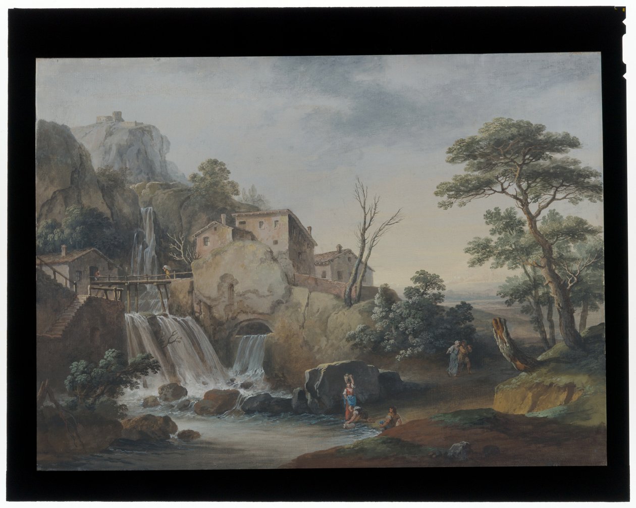 Paysage avec cascade et cottages - Marco Ricci