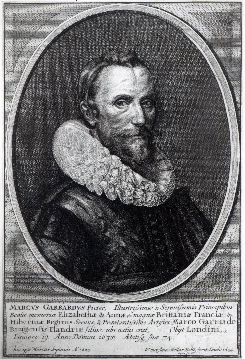 Autoportrait, gravé par Wenceslaus Hollar, 1644 - Marcus Garret Gheeraerts the Younger