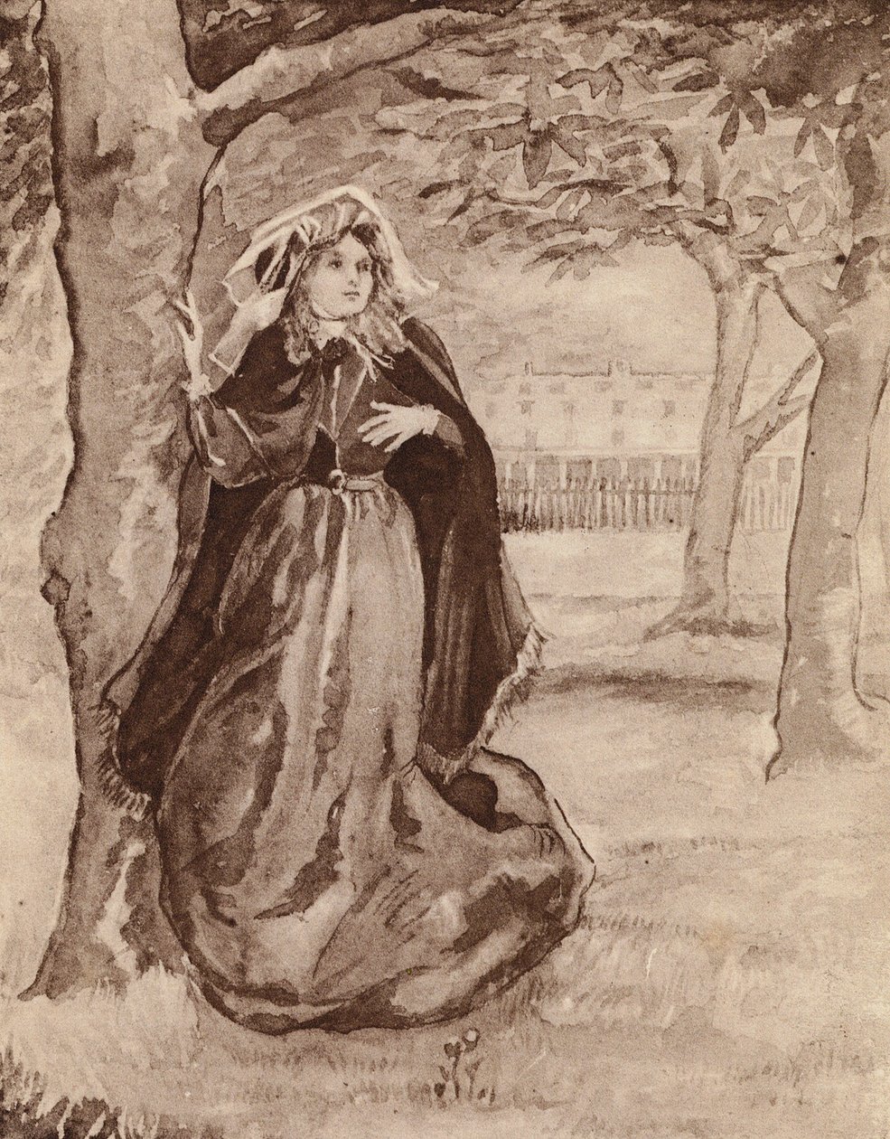 Elizabeth Barrett Browning, poétesse anglaise (lithographie) - Margaret Baillie Saunders